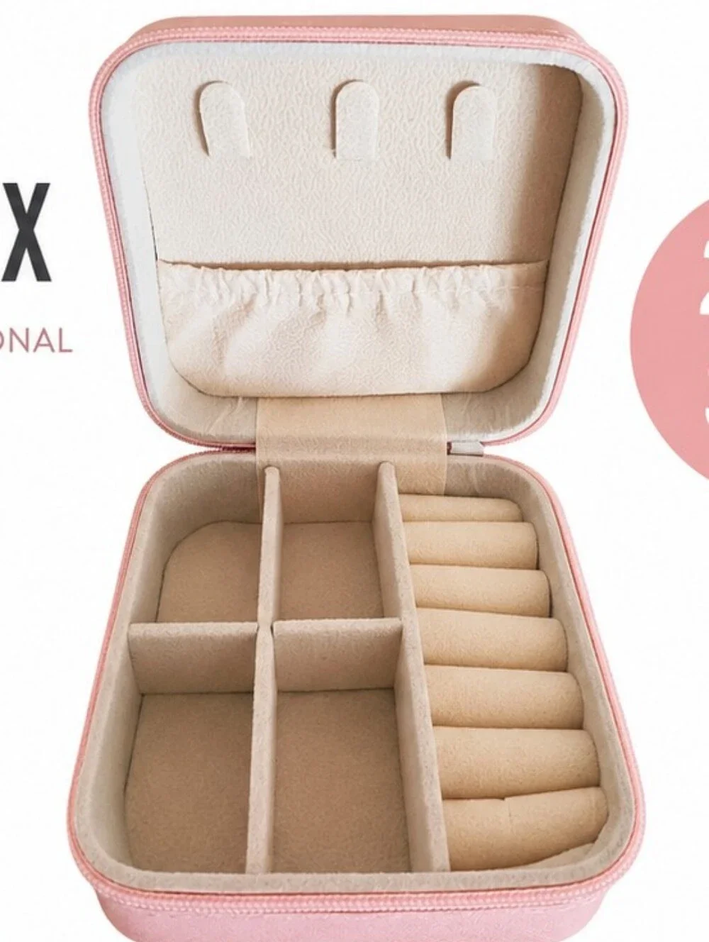 Pink Travel Jewelry Box Organizer | Velvet Interior | Compact Storage Case